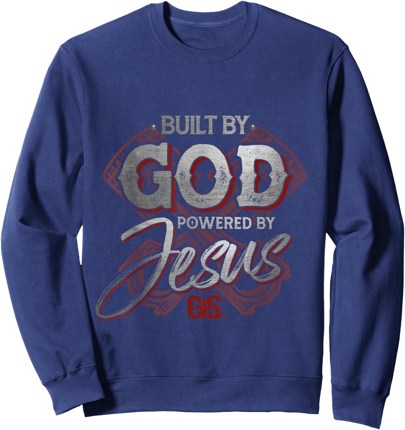 Built By God Powered By Jesus Religious Devout Christian Sweatshirt - Sweatshirt | Navy