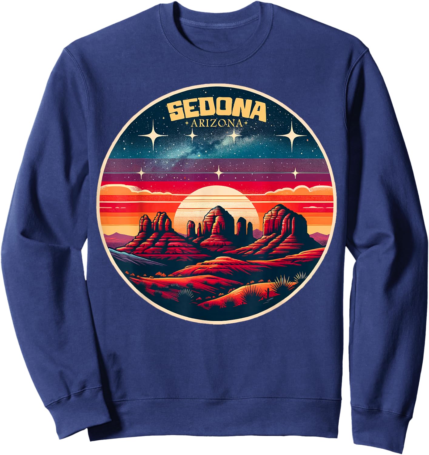 Sedona AZ Hiking Outdoors Mountain Sedona USA Retro Vintage Sweatshirt - Sweatshirt | Navy