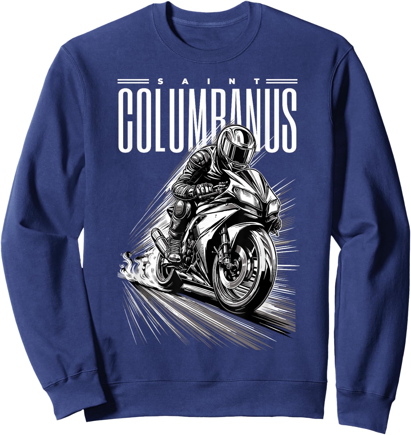 St Columbanus Patron Saint of Motorcyclists Motorcycles Sweatshirt - Sweatshirt | Navy