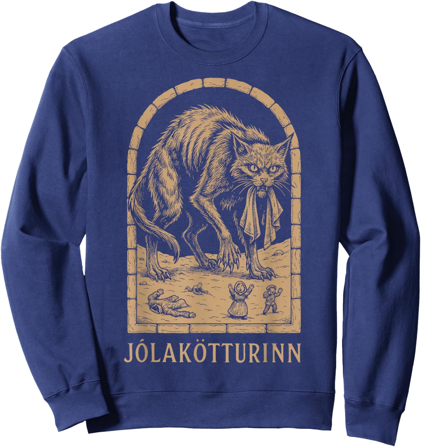 Yule Cat - Jolakotturinn - Icelandic Christmas Cat Sweatshirt - Sweatshirt | Navy
