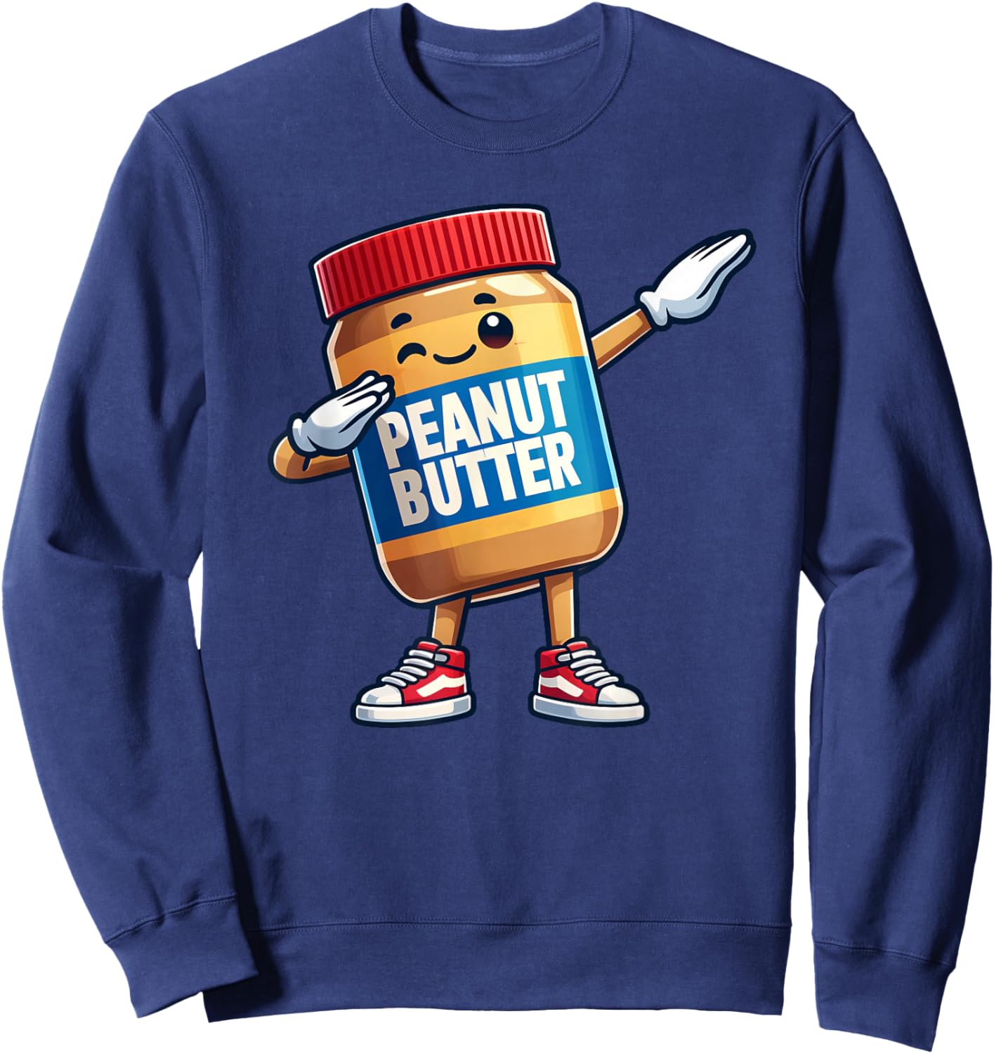 Funny Peanut Butter Jelly Jar Dabbing Boys Girls Kids Sweatshirt - Sweatshirt | Navy