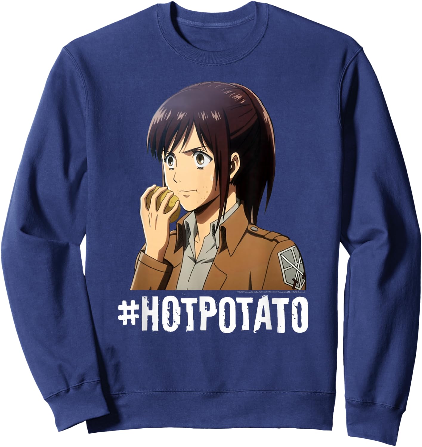 Attack on Titan #Hotpotato Potato Girl AOT Anime Sweatshirt - Sweatshirt | Navy