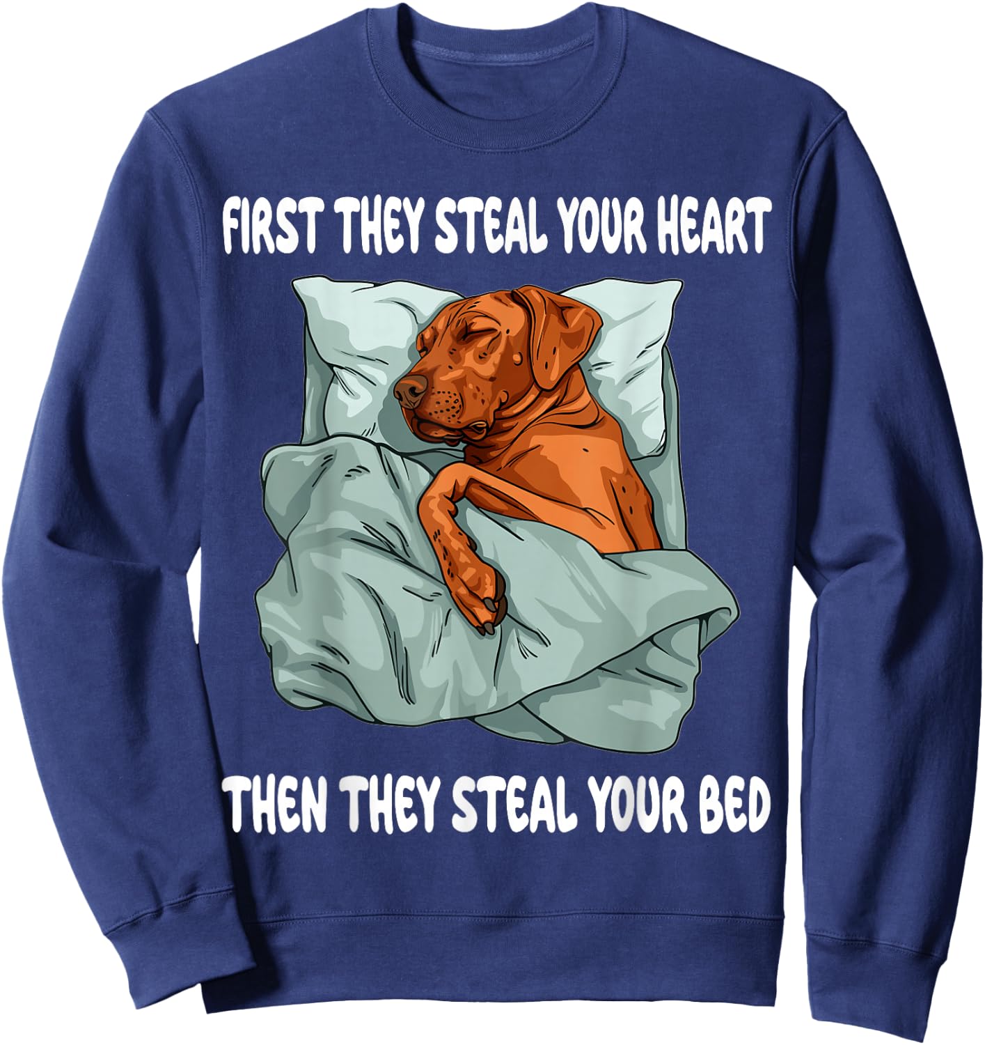 Rhodesian Ridgeback Sleeping Pajamas Nightgown Sweatshirt - Sweatshirt | Navy