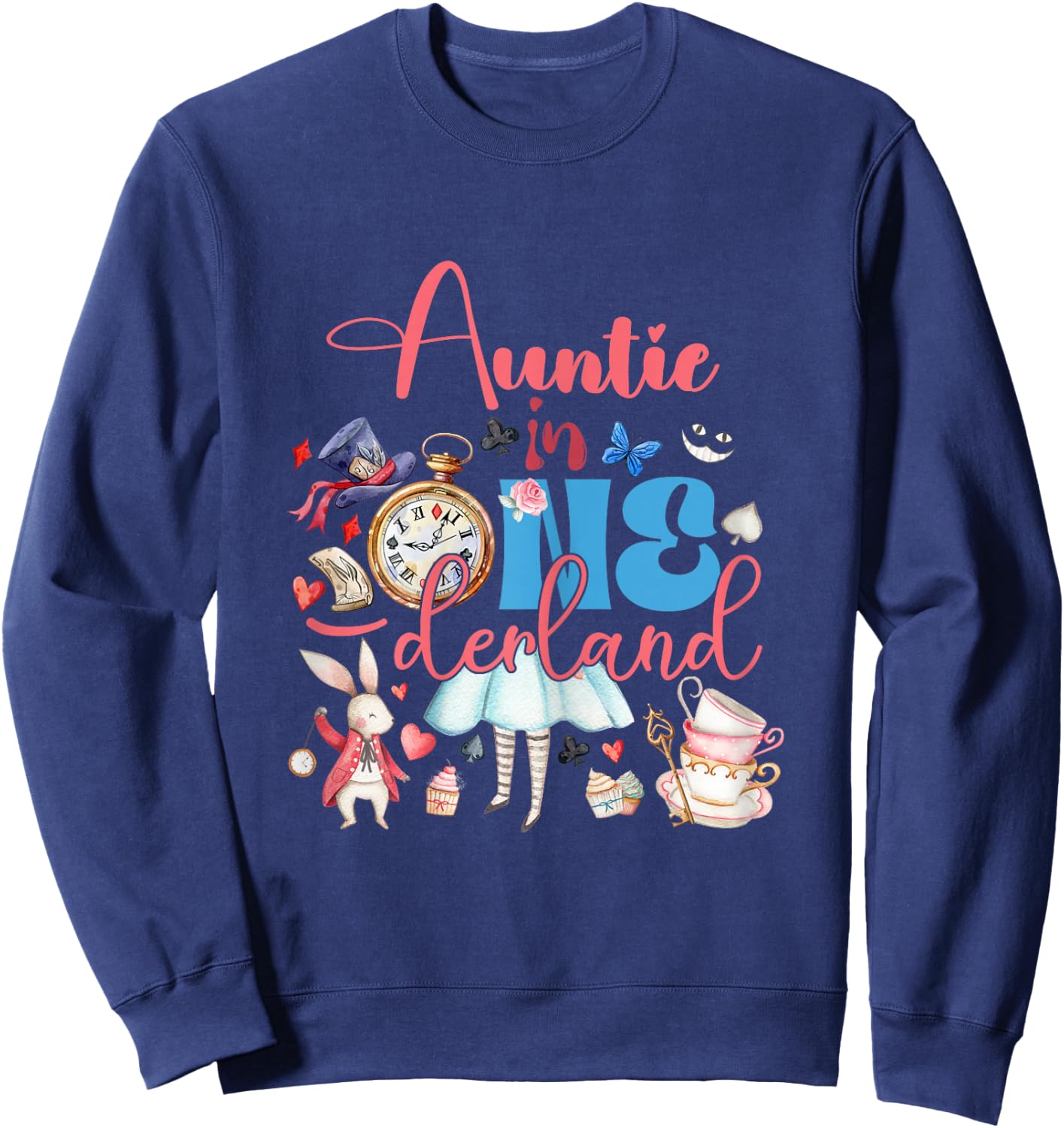 Alice Auntie in ONEderland Birthday Family Sweatshirt - Sweatshirt | Navy