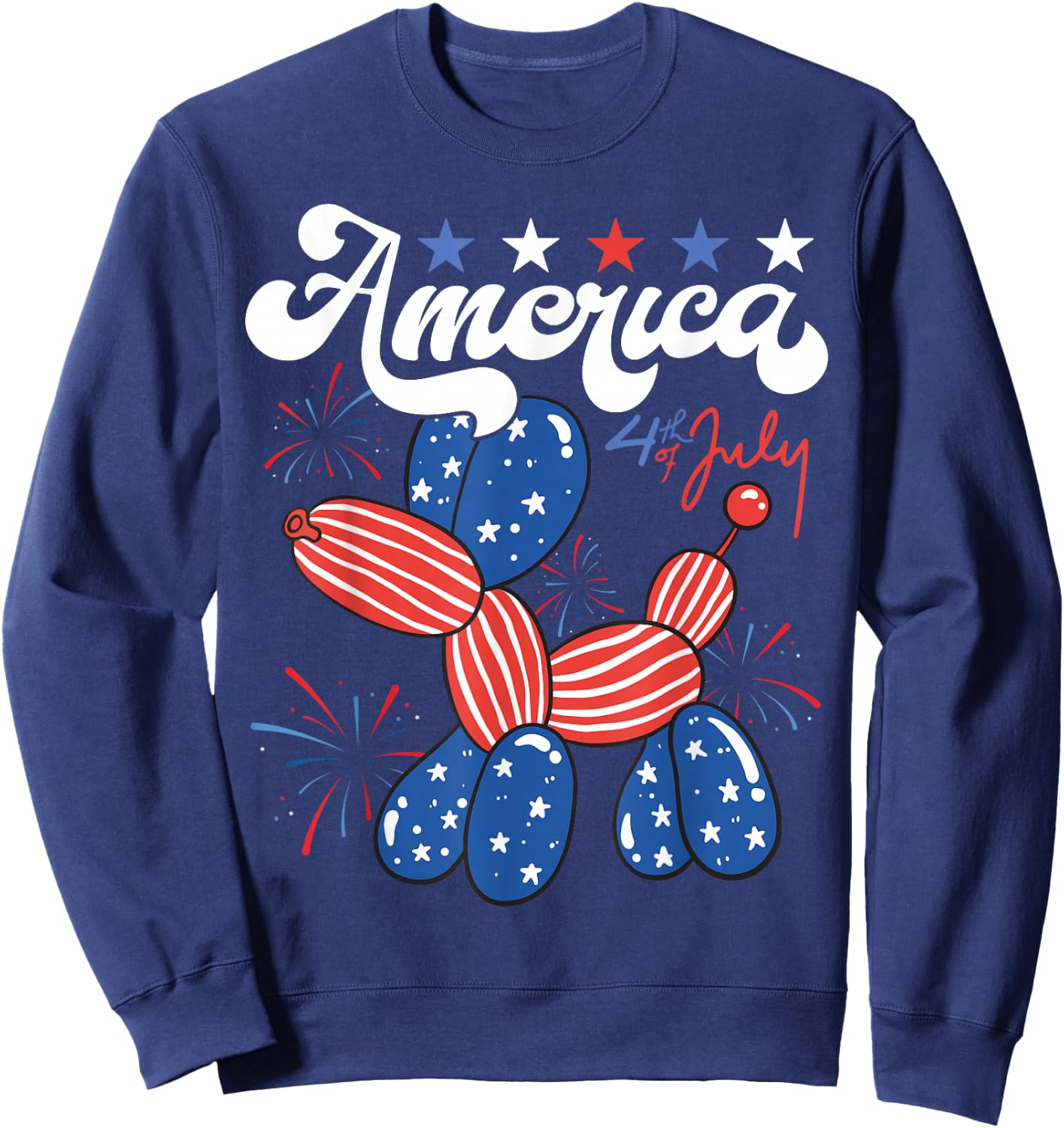 Funny Balloon Dog Fourth of July Patriotic American USA Flag Sweatshirt - Sweatshirt | Navy