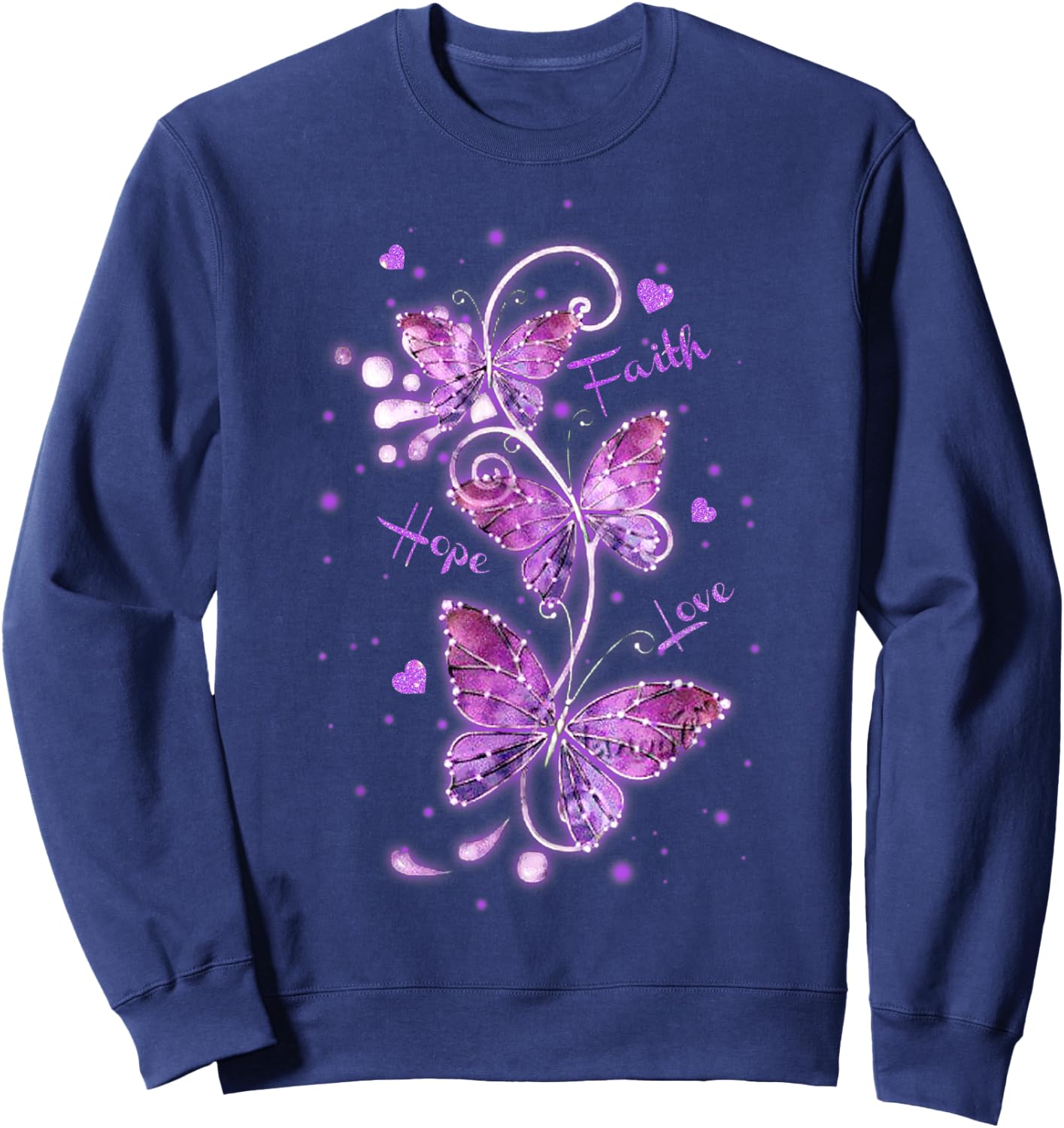 Butterfly Faith Hope Love Butterfly Lovers Insects Sweatshirt - Sweatshirt | Navy
