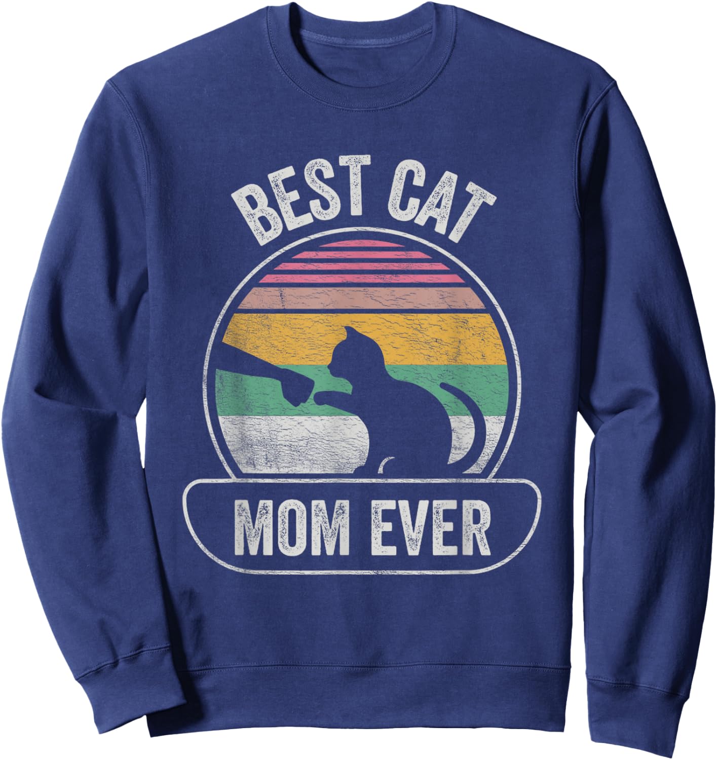 Vintage Retro Best Cat Mom Ever Cat Shirts Gift Sweatshirt - Sweatshirt | Navy
