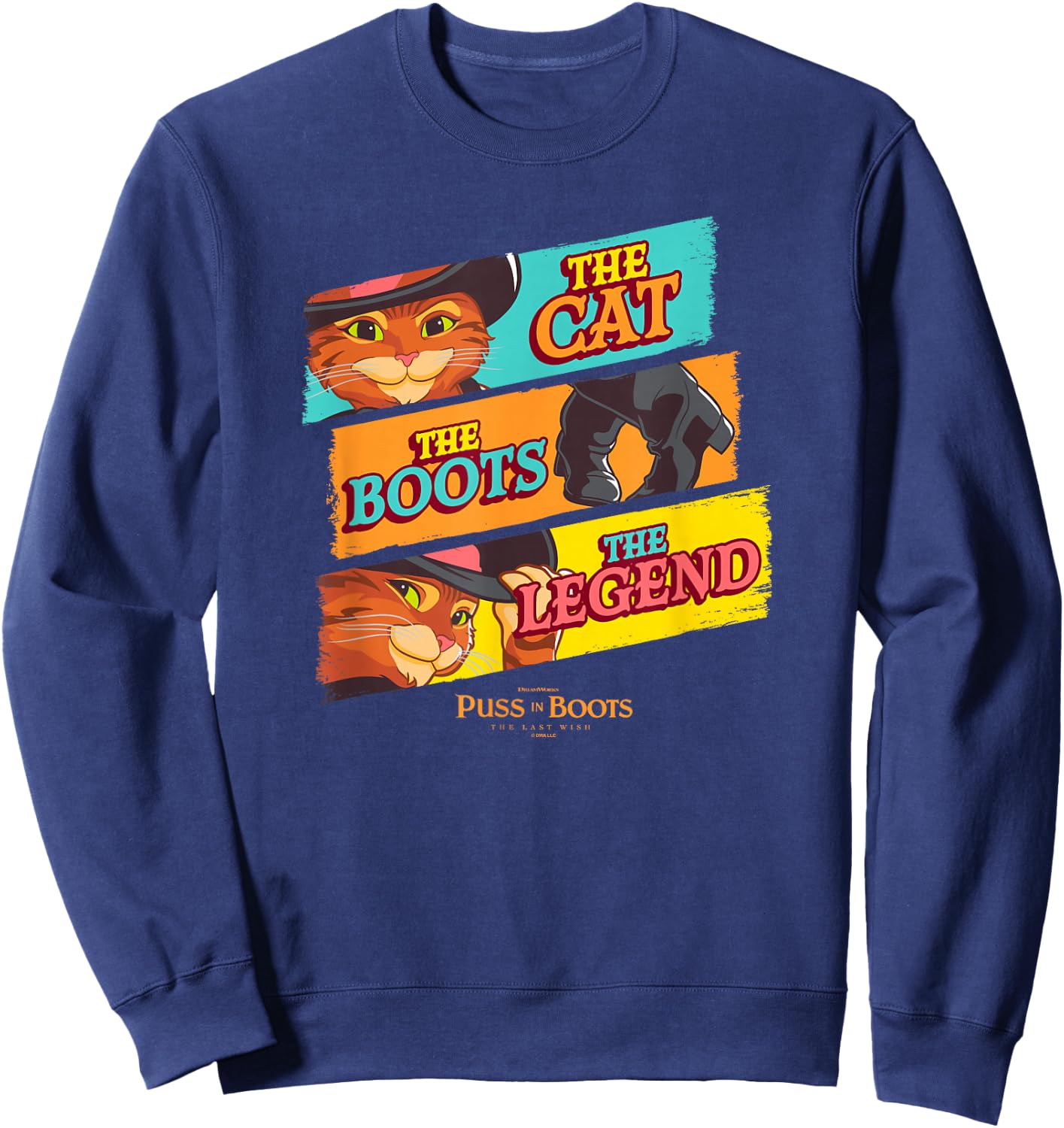 DreamWorks Puss In Boots: The Last Wish Logo Panels Sweatshirt - Sweatshirt | Navy