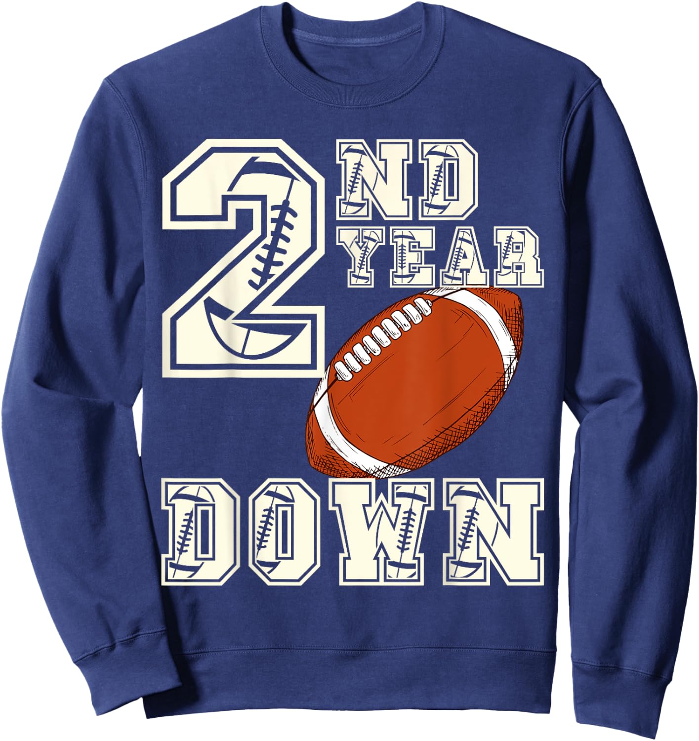 Kids 2nd Year Football Fun for Birthday Boys Touchdown Sweatshirt - Sweatshirt | Navy