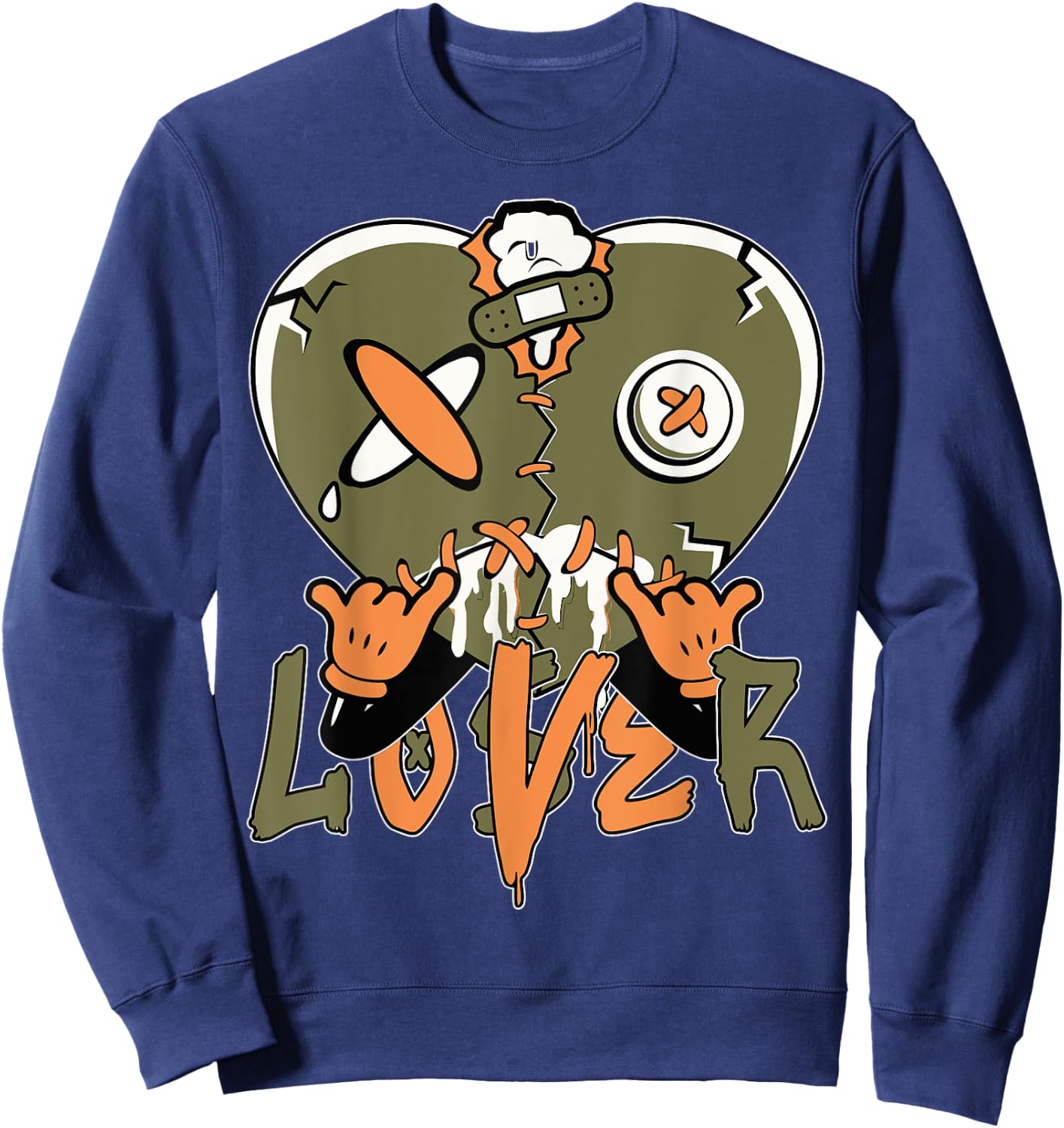 Loser Lover Drip Heart Olive Green 5s Matching Women Sweatshirt - Sweatshirt | Navy