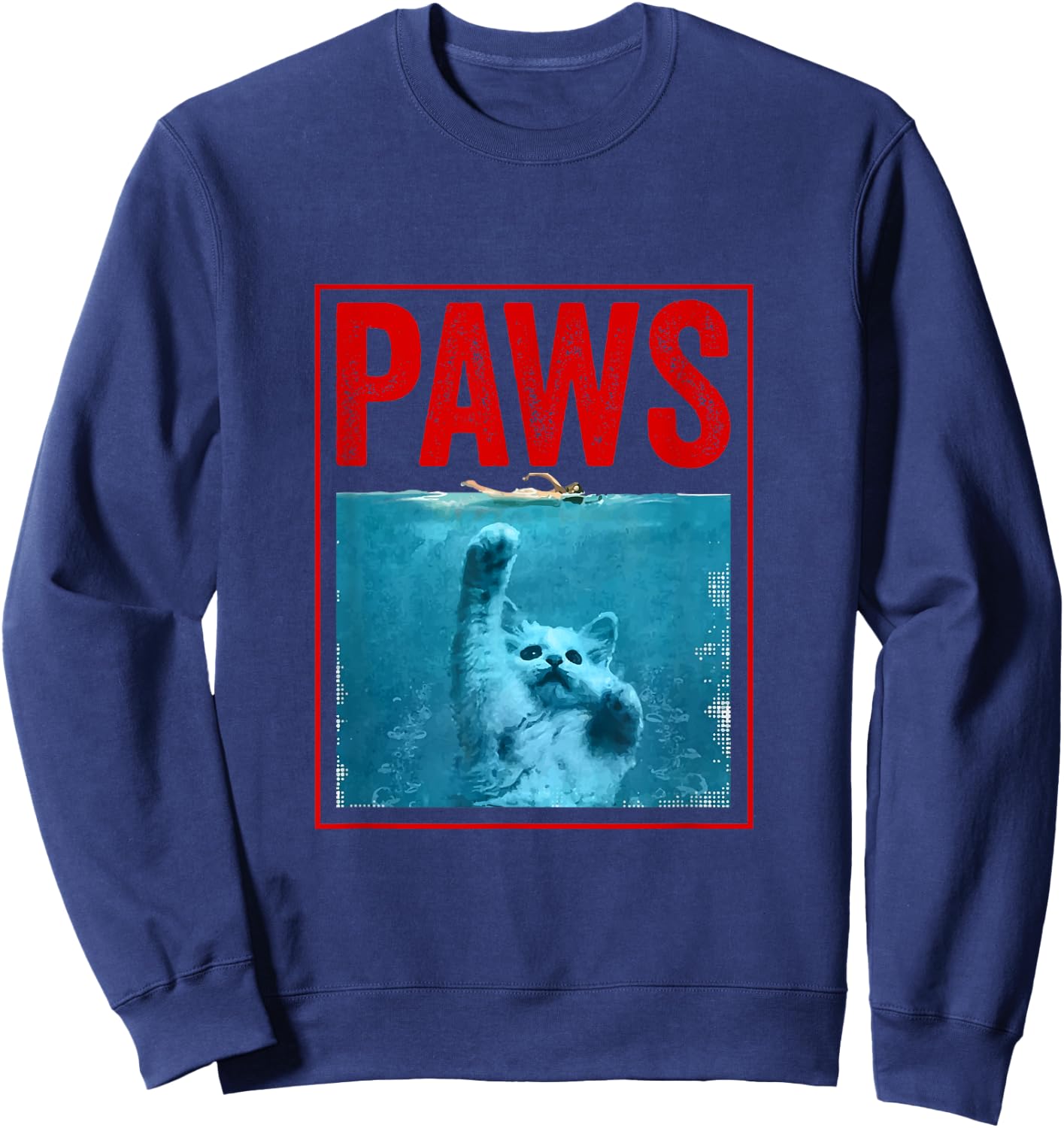 PAWS Funny Cat Kitten For Shark And Cat Lovers Men Women Girls Kids Sweatshirt - Sweatshirt | Navy