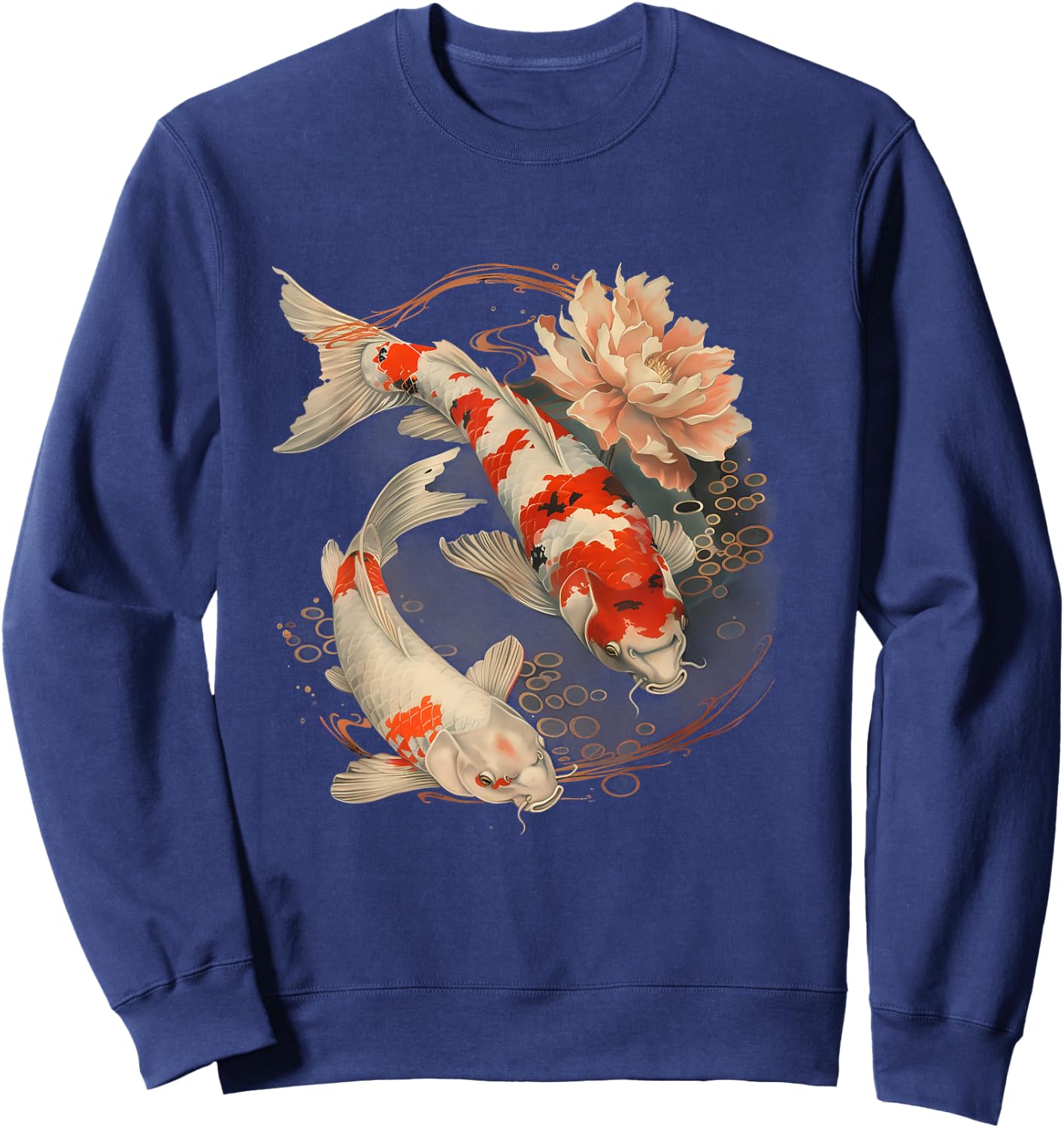Koi Fish Lotus Japanese Pond Lover Japanese Koi Carp Fish Sweatshirt - Sweatshirt | Navy