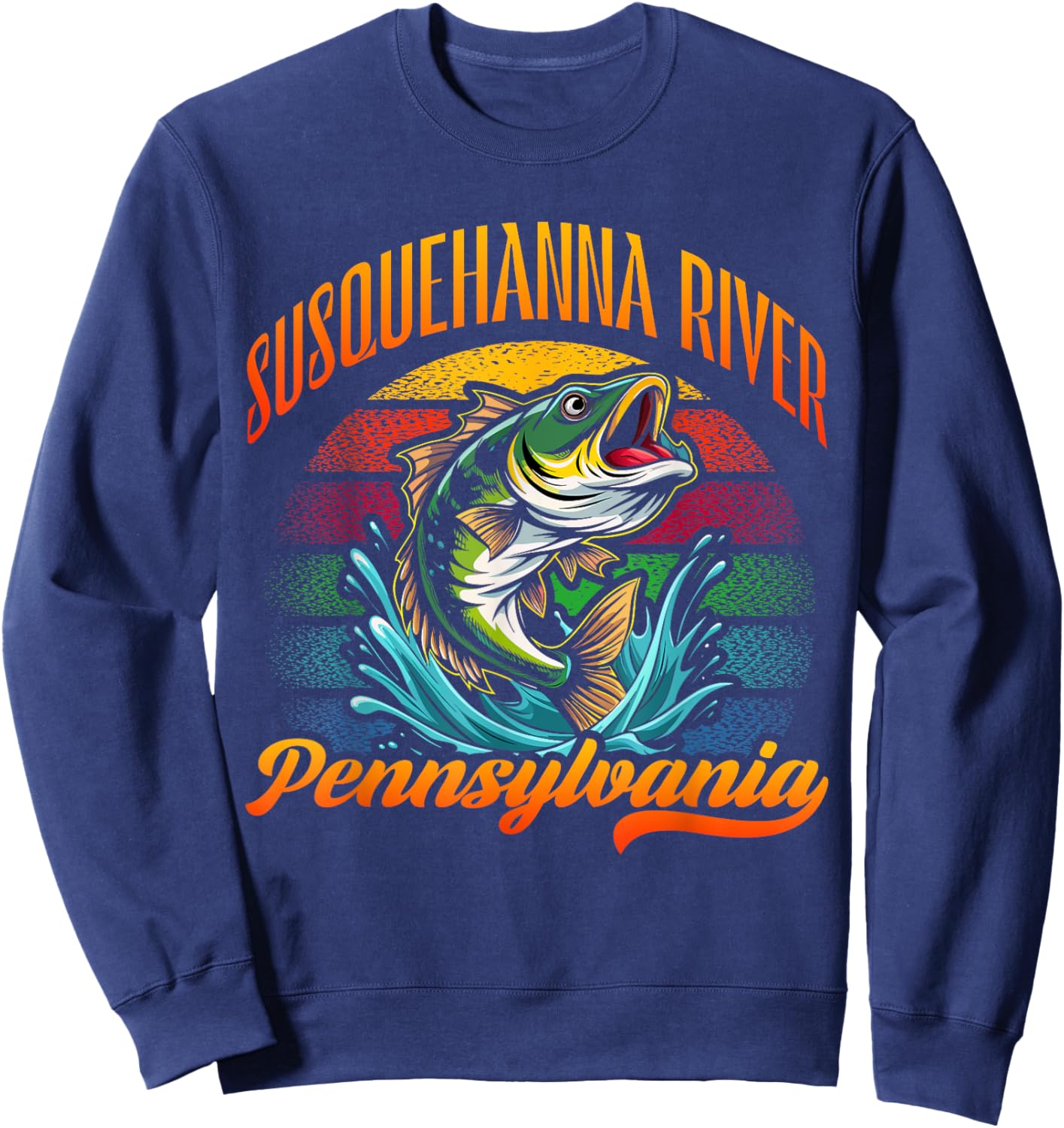 SUSQUEHANNA RIVER, PENNSYLVANIA, a Fishing Retro desifn Sweatshirt - Sweatshirt | Navy