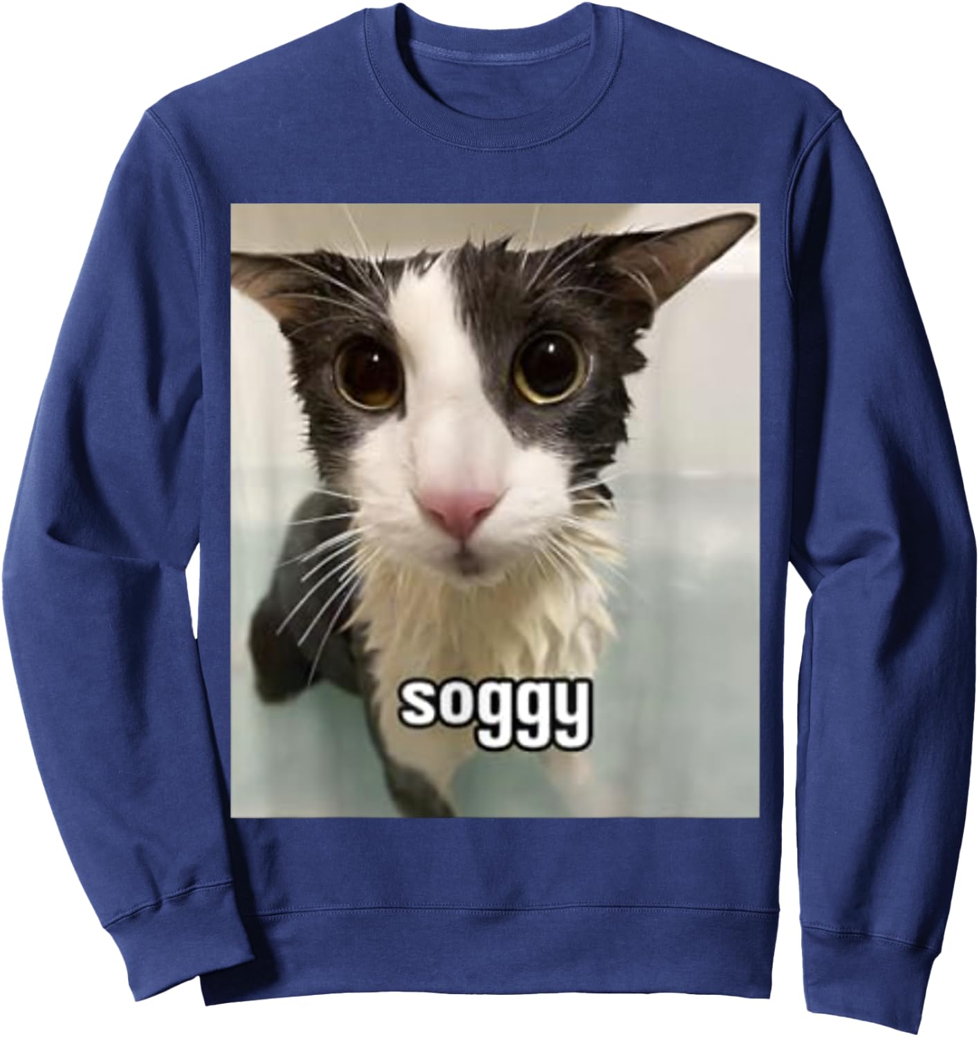 Silly Soggy Cat Funny Sweatshirt - Sweatshirt | Navy