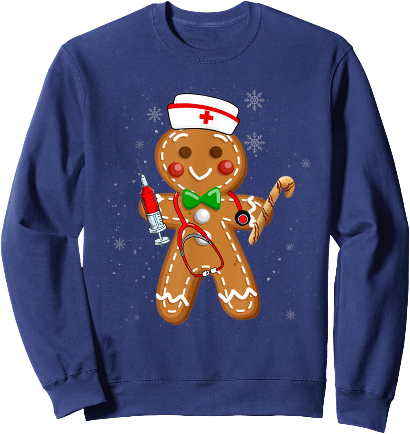 Christmas Gingerbread Nurse Cookie Costume Baking Xmas Sweatshirt - Sweatshirt | Navy