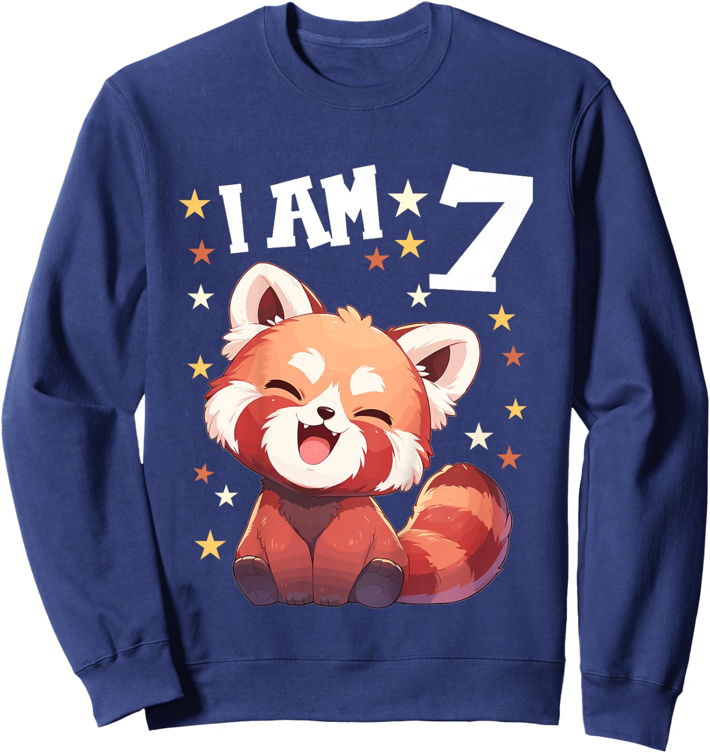 Kids 7 Years old 7 birthday Red Pandas Boy Girl Red Panda Sweatshirt - Sweatshirt | Navy