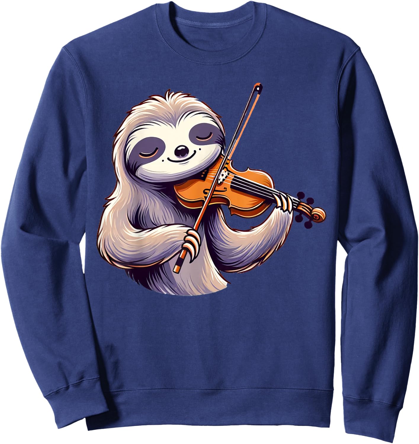 Cute Sloth Playing Violin Sloths Musician Music Sweatshirt - Sweatshirt | Navy