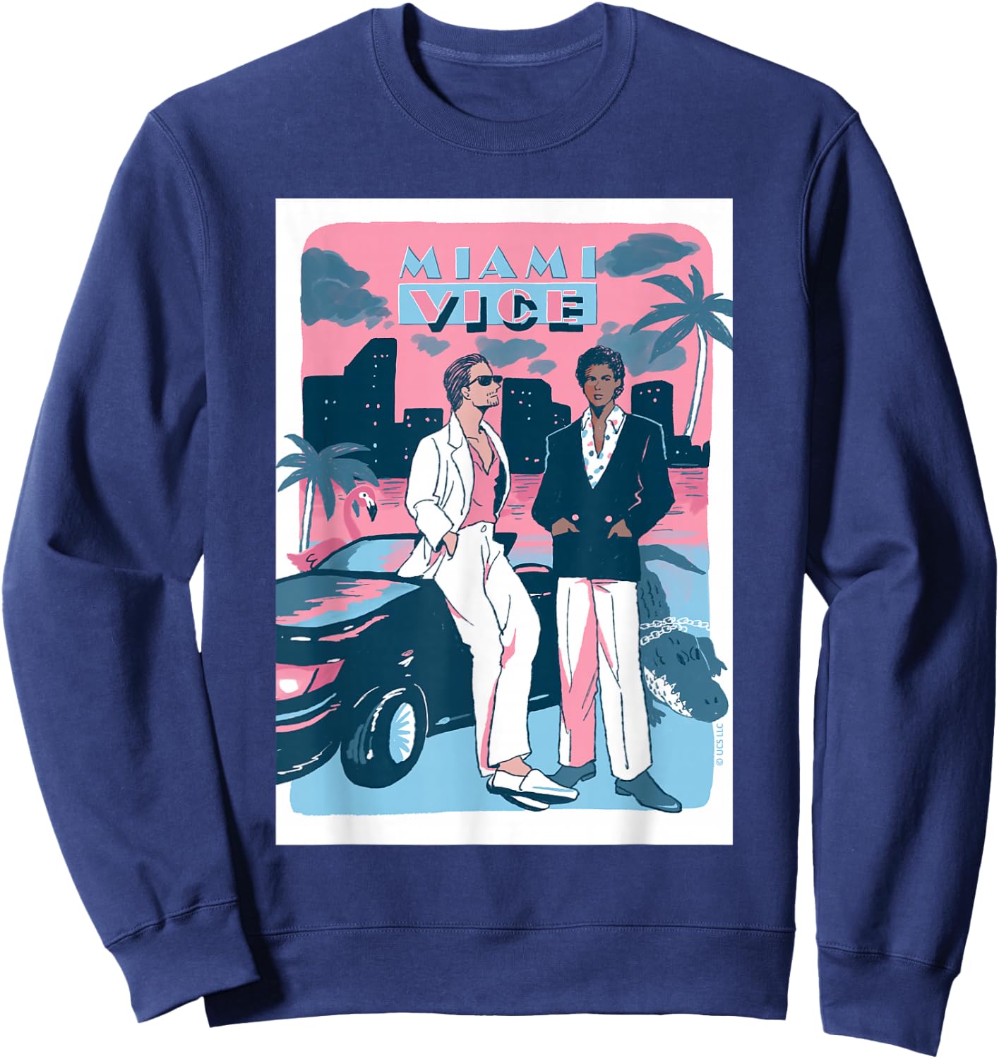 Retro Miami Vice Vibes 80s Aesthetic Style Sweatshirt - Sweatshirt | Navy