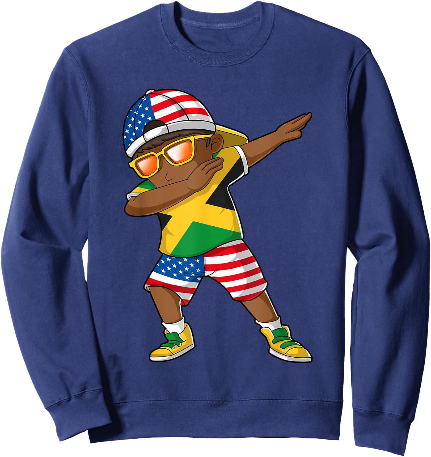 Half American Half Jamaican Boy Kid Jamaica Flag Patriotic Small Sweatshirt - Sweatshirt | Navy