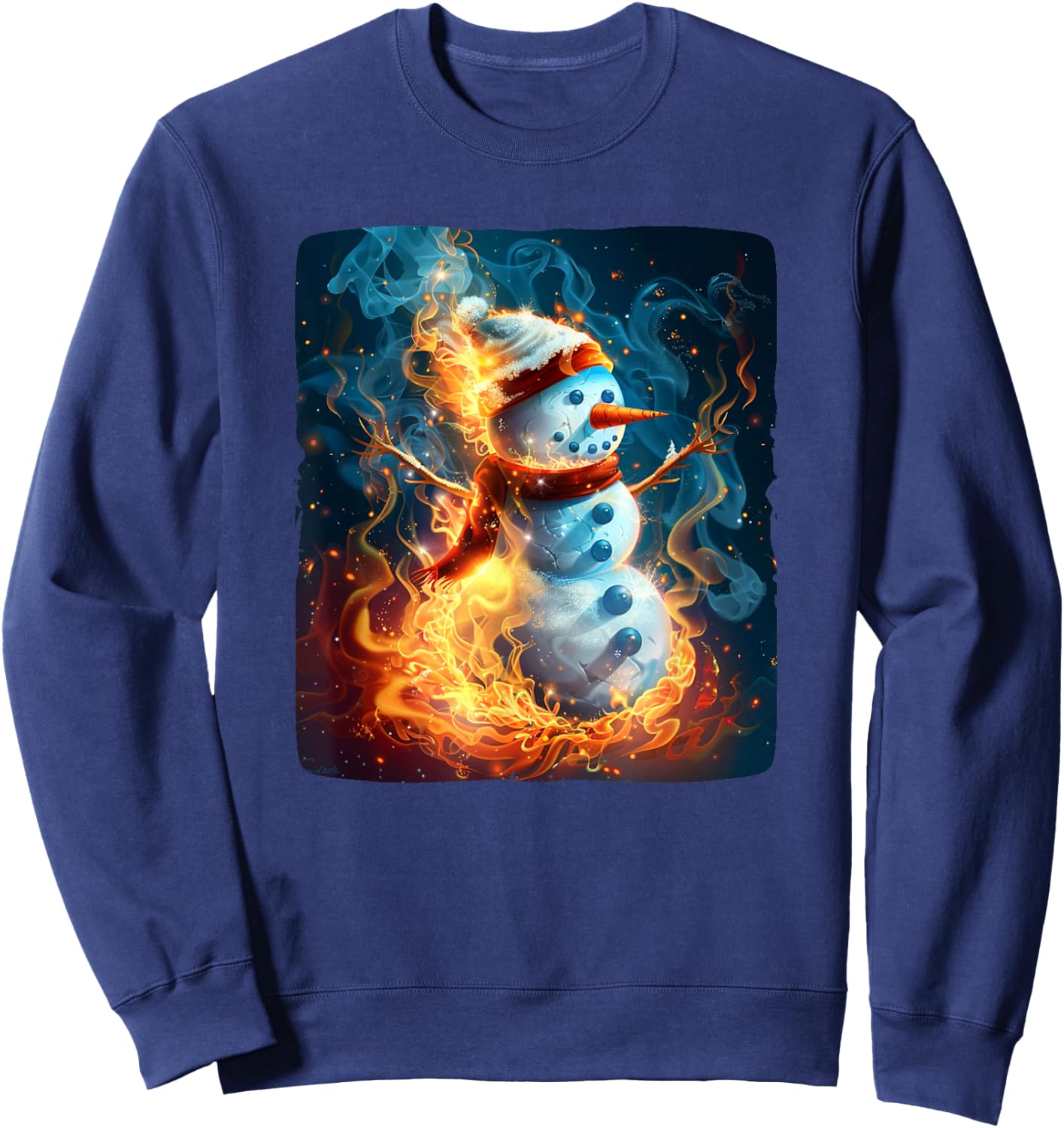 Burning Snowman Outfit for Adults and Kids Sweatshirt - Sweatshirt | Navy