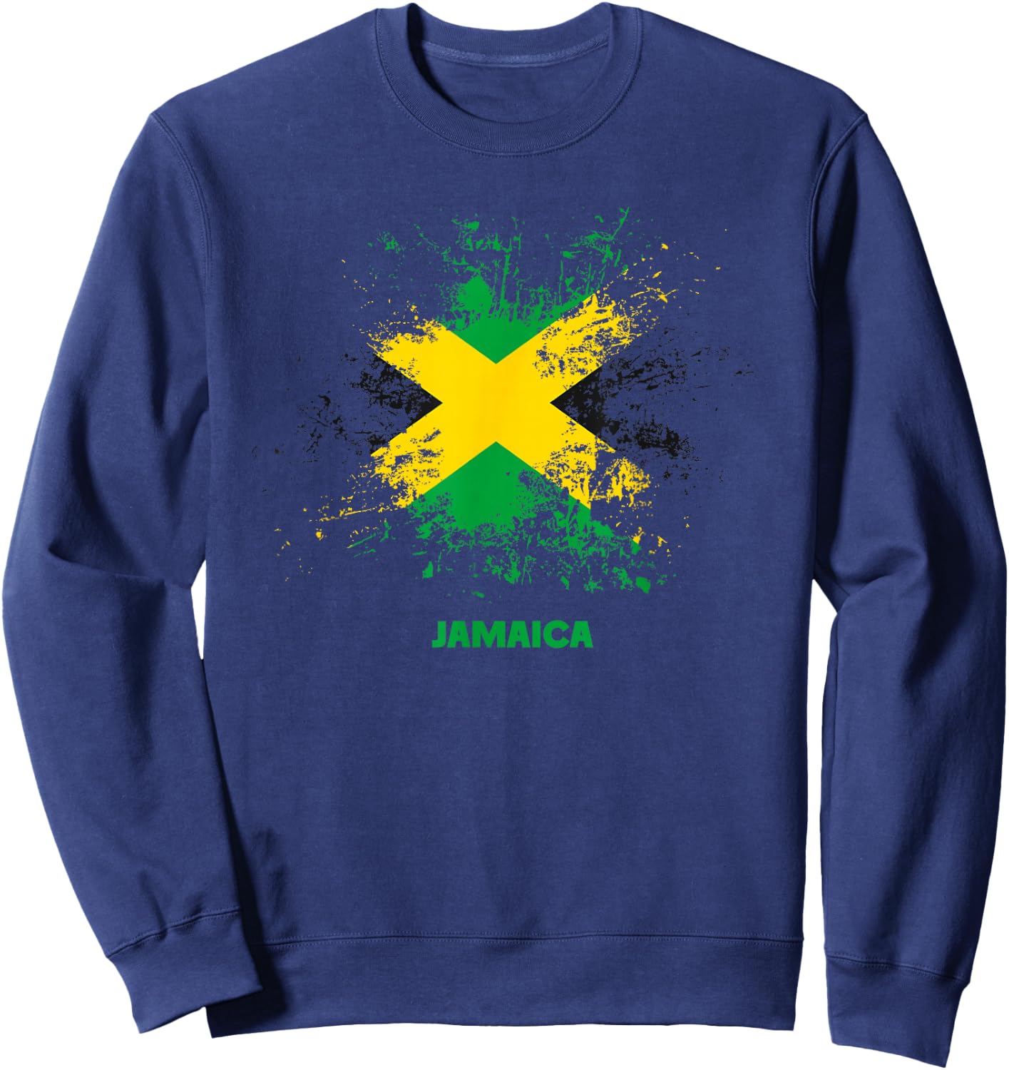 Jamaican Splatter Flag, Vintage Jamaica Flag Sweatshirt - Sweatshirt | Navy