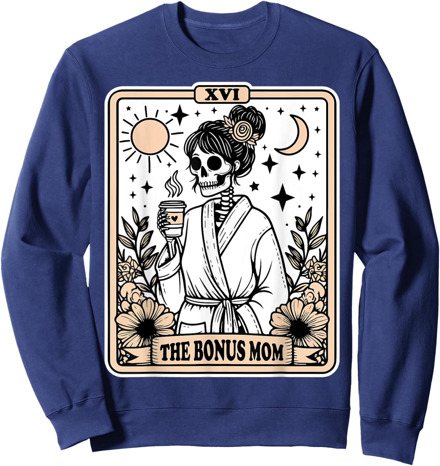The Bonus Mom Tarot Card Skeleton Stepmom Witchy Vibes Sweatshirt - Sweatshirt | Navy