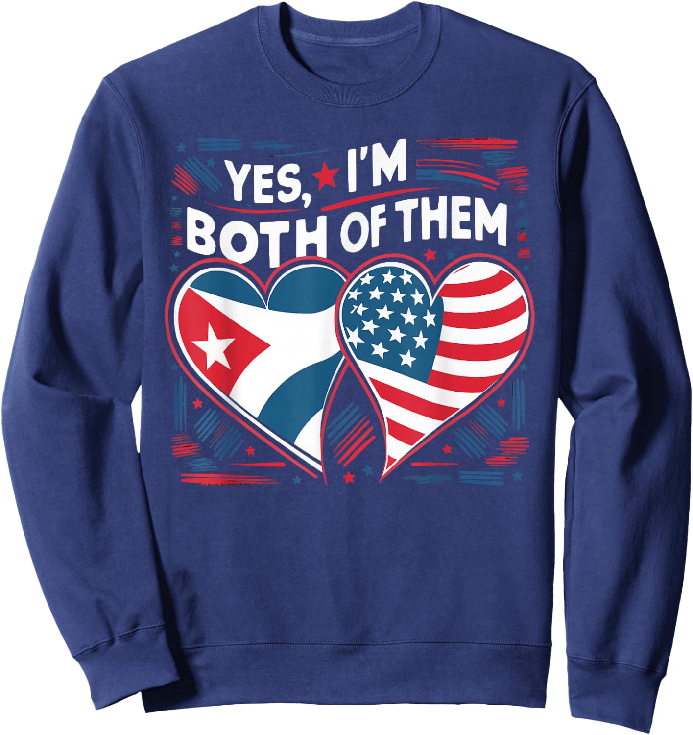 Half Cuban Half American USA Flag Cuba America Sweatshirt - Sweatshirt | Navy