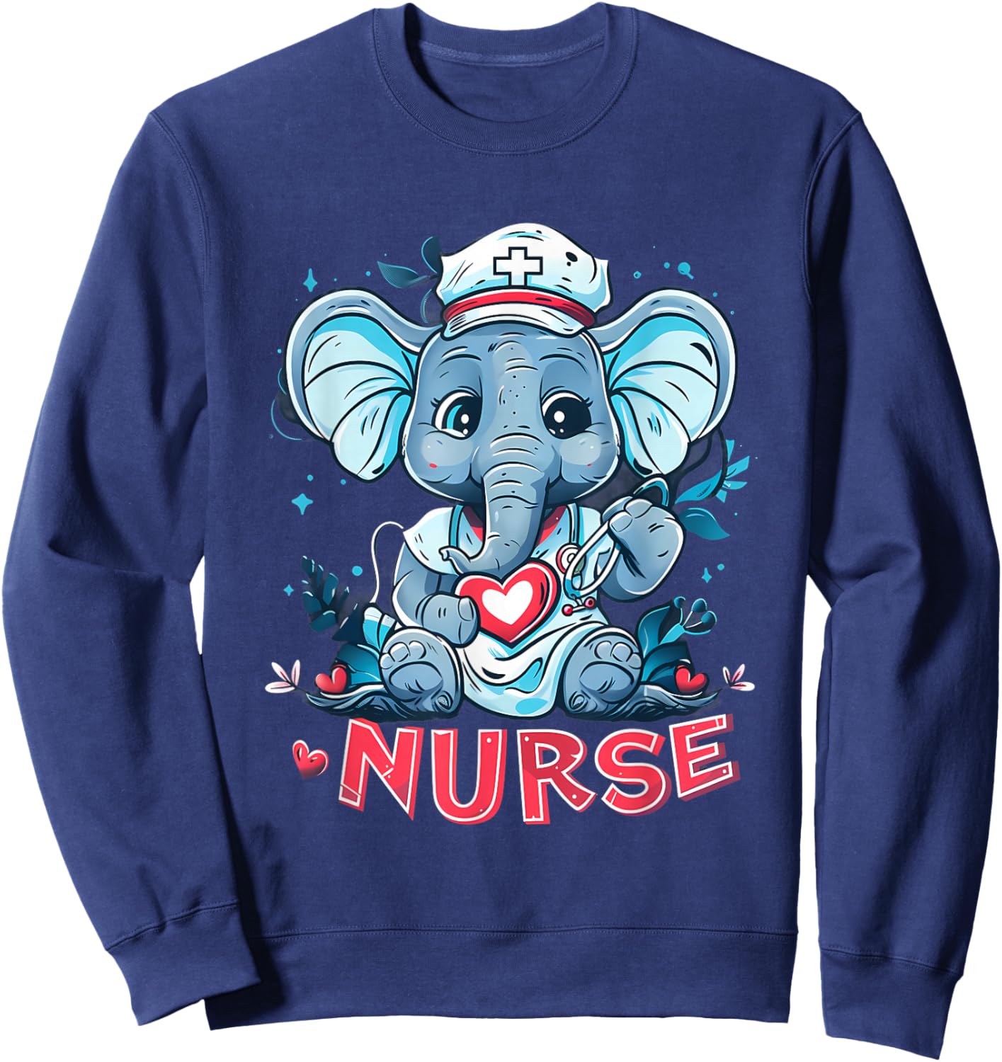 Nurse Elephant Medical Elephant Nursing School Stethoscope Sweatshirt - Sweatshirt | Navy