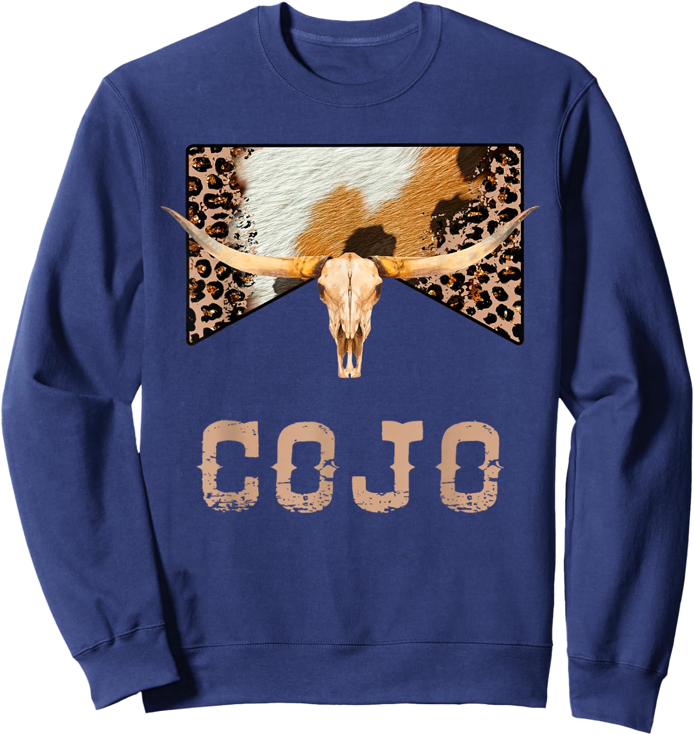 Retro Cojo Johnson Bull Skull Music Country 70s Cowboy Boots Sweatshirt - Sweatshirt | Navy