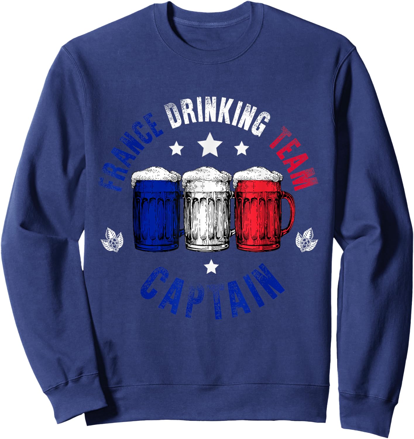 Drink Beer Can France Flag Funny Drinking France Team Sweatshirt - Sweatshirt | Navy