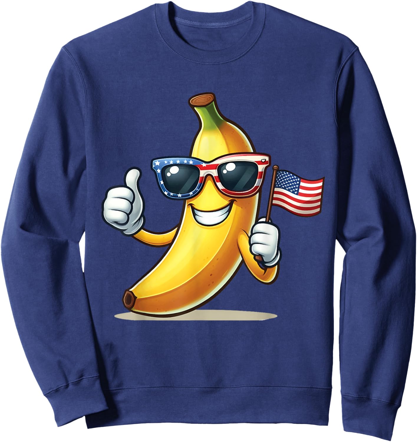 Patriotic Banana 4th Of July American Flag USA Sunglasses Sweatshirt - Sweatshirt | Navy