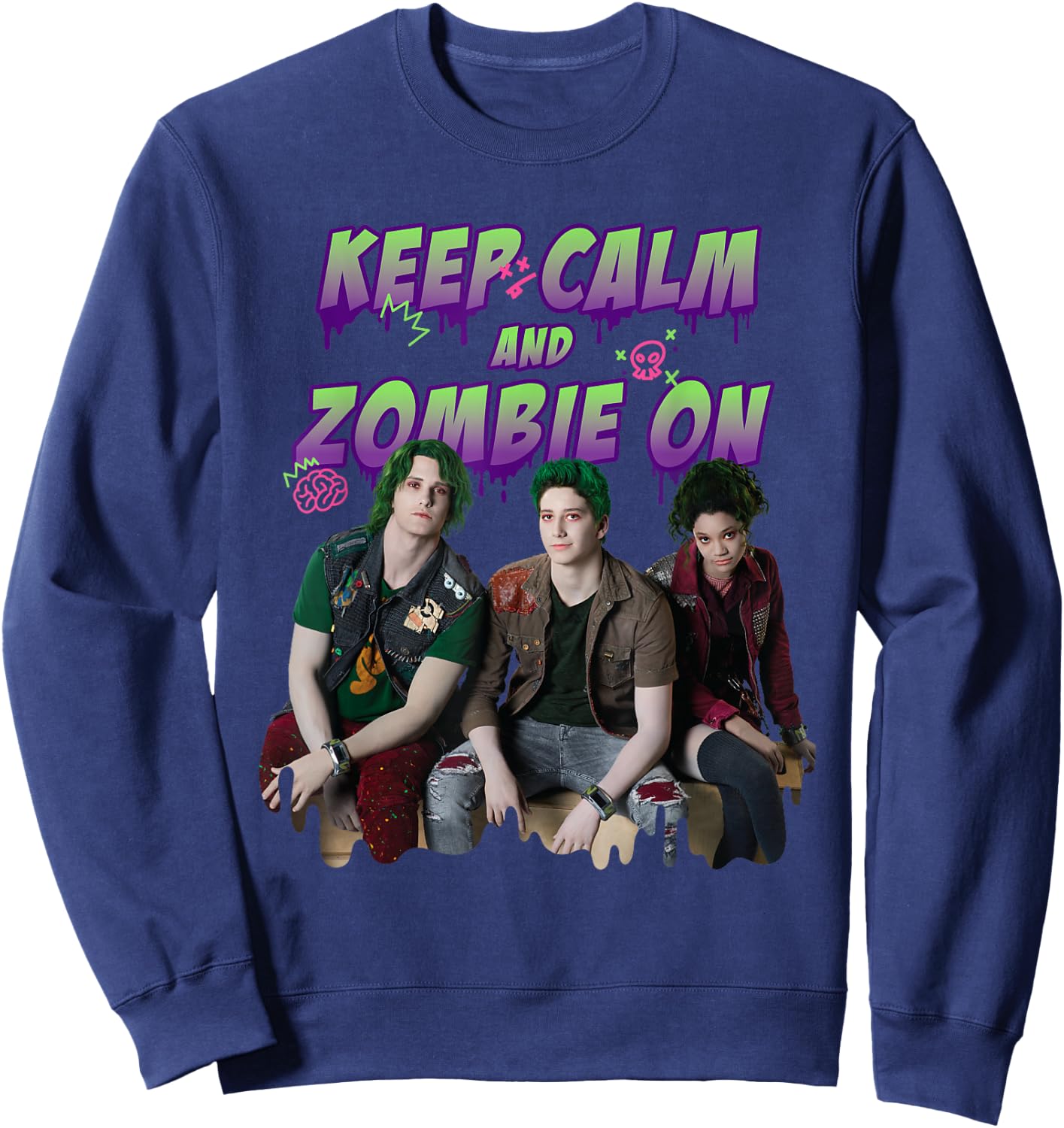 Disney Channel Zombies 2 Keep Calm and Zombie On Sweatshirt - Sweatshirt | Navy