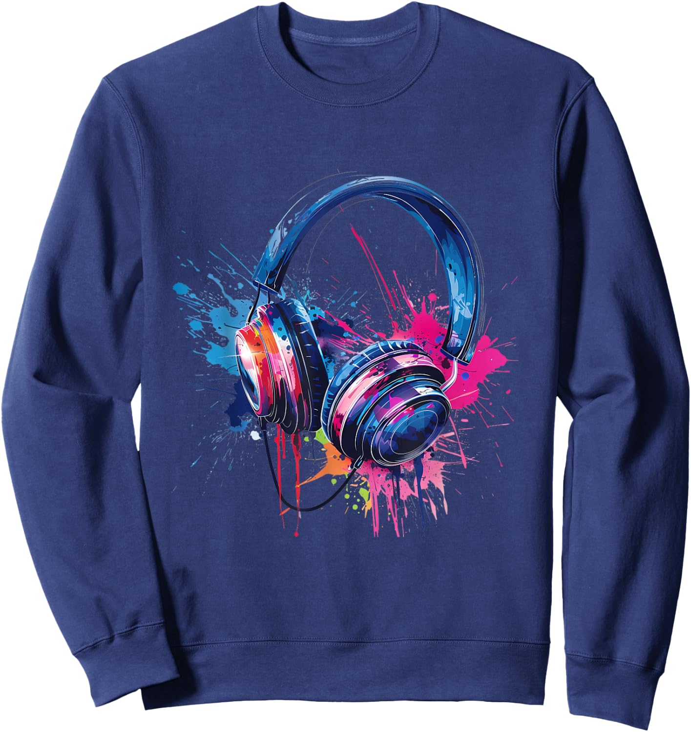 Headphones Music DJ EDM Music Headphones Music Lover Splash Sweatshirt - Sweatshirt | Navy