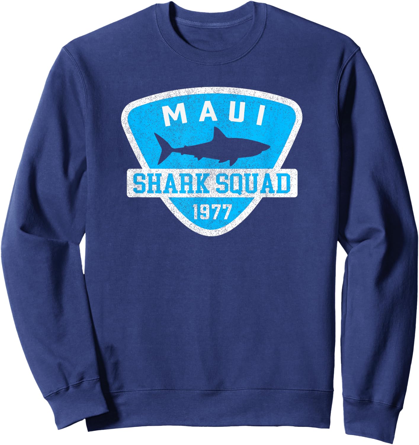 Kids Maui Hawaii Shark Souvenir Boys Vintage Beach Vacation Sweatshirt - Sweatshirt | Navy