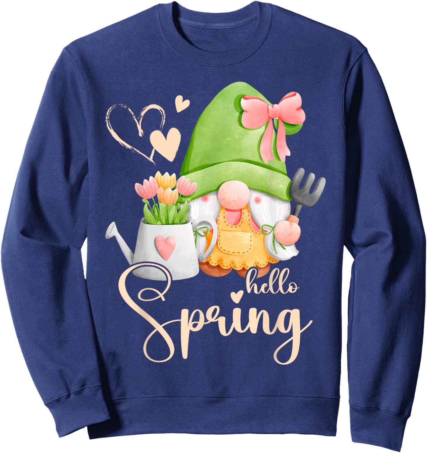 Spring Gnome with Flowers, Flower Care, Florist Sweatshirt - Sweatshirt | Navy