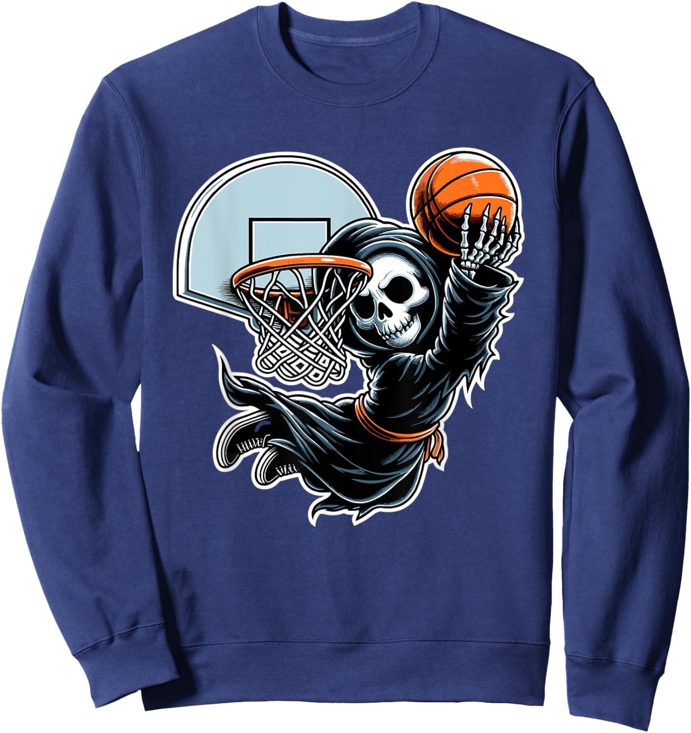 Grim Reaper Basketball Player Funny Halloween Sweatshirt - Sweatshirt | Navy