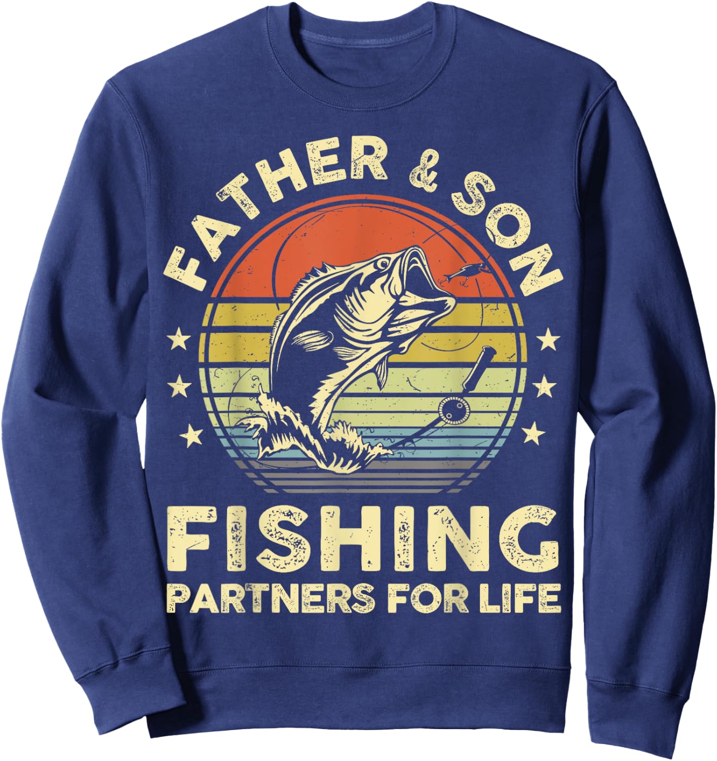 Fishing-Shirt Father Son Matching Bass Fish Funny Dad Sweatshirt - Sweatshirt | Navy