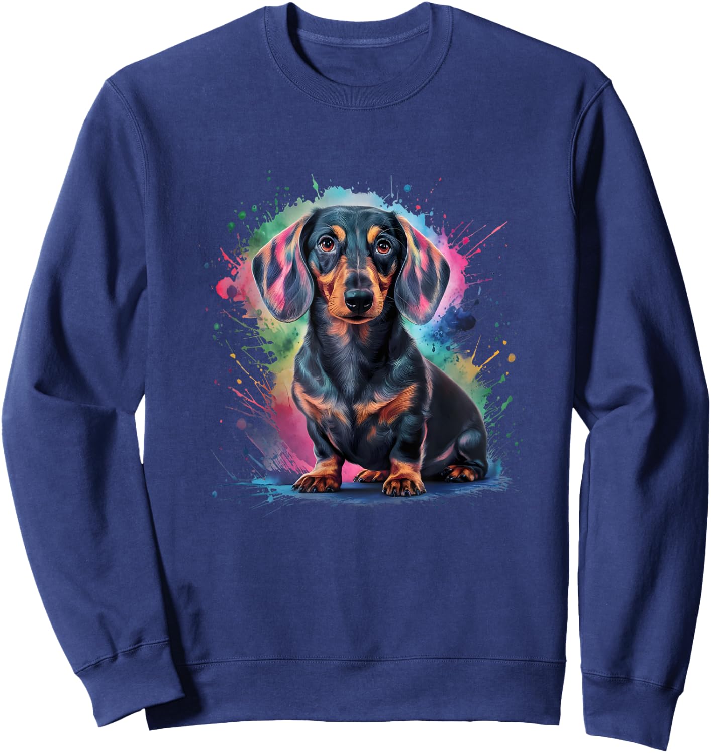 Men's Women's Colourful Watercolour Dachshund Sweatshirt - Sweatshirt | Navy