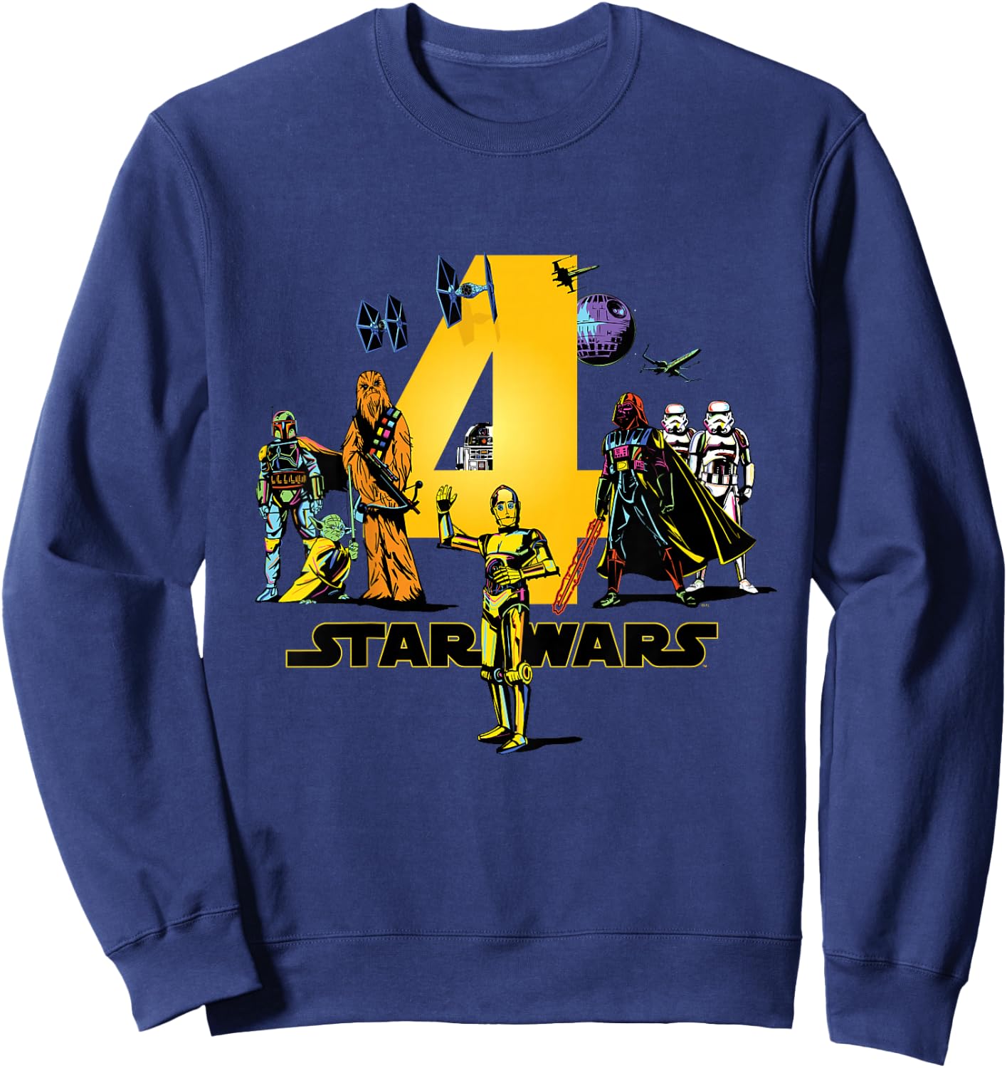 Star Wars Classic Characters Fourth Birthday 4 Years Old Sweatshirt - Sweatshirt | Navy