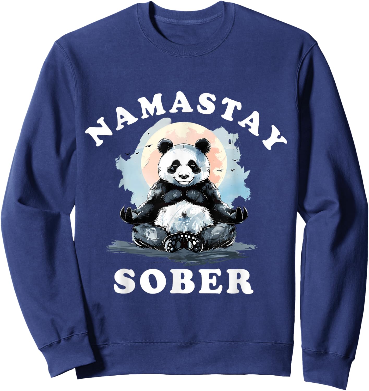 Bear Namastay Sober NA AA Alcoholics Anonymous Mediation Sweatshirt - Sweatshirt | Navy
