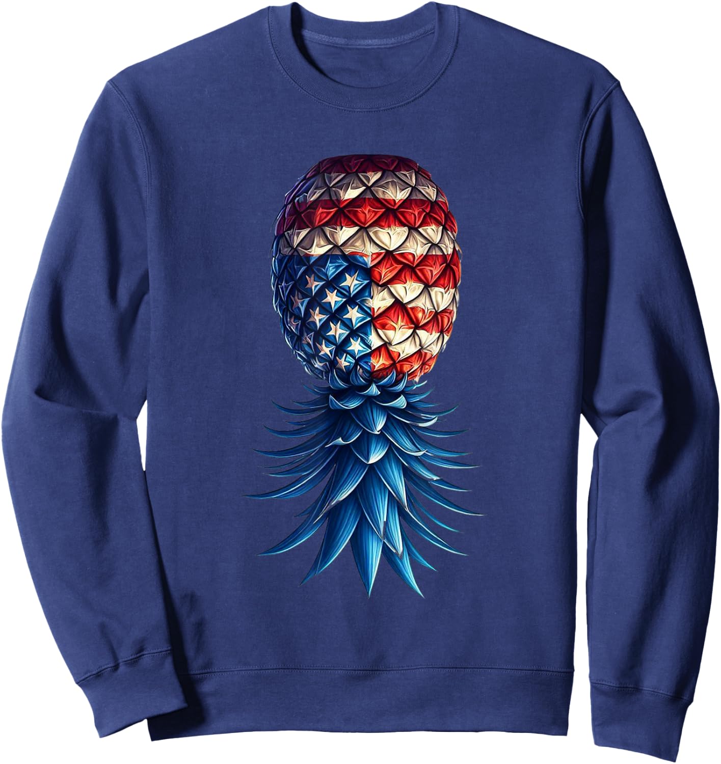 July Patriotic Red White Blue Upside Down Pineapple Swinger Sweatshirt - Sweatshirt | Navy