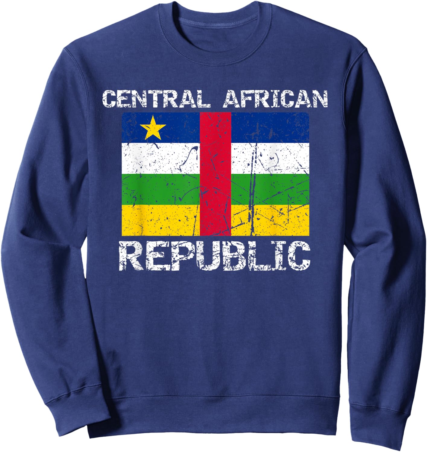 Central African Republic Flag Distressed African Men Women Sweatshirt - Sweatshirt | Navy