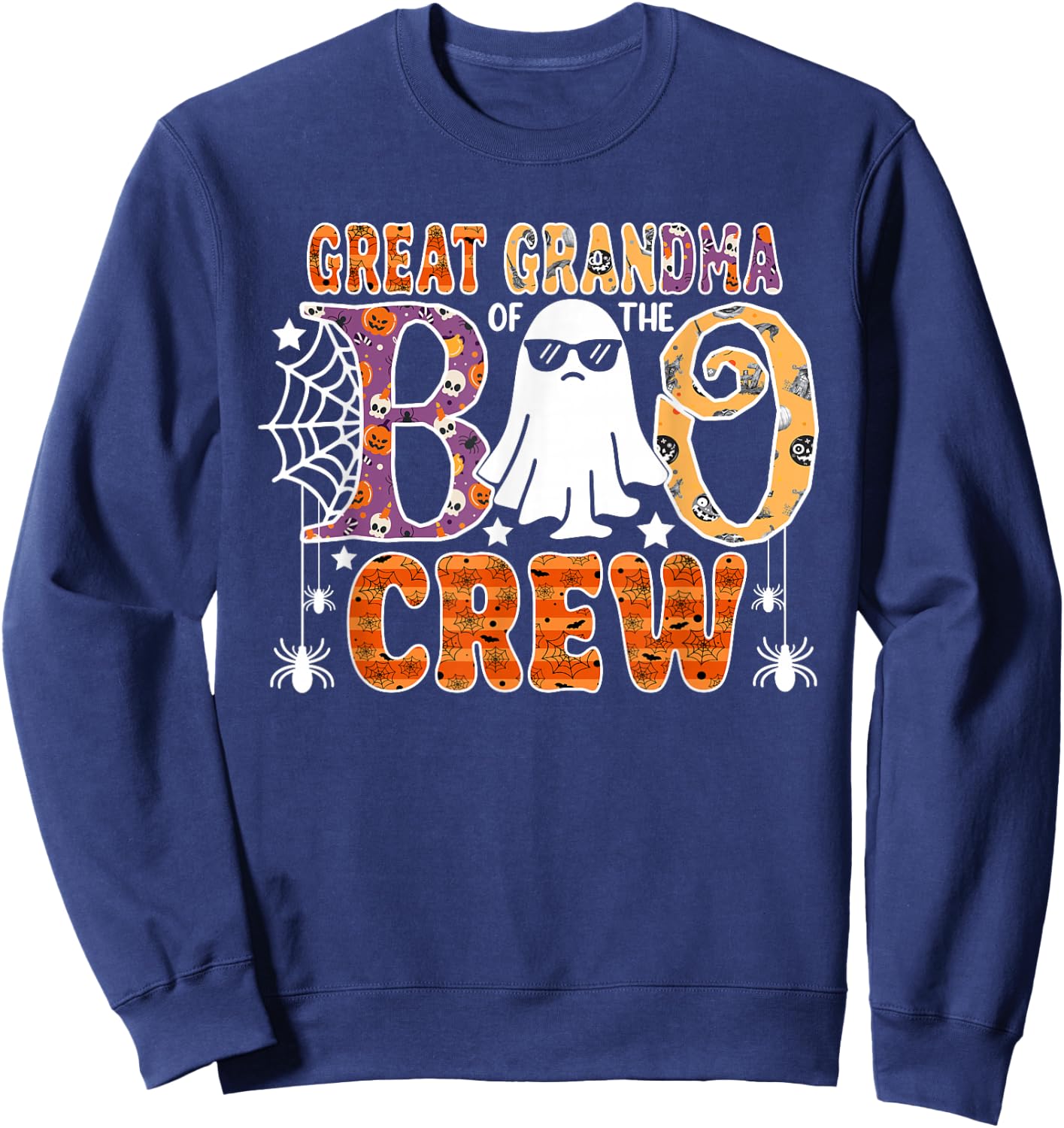 Great Grandma Of The Boo Crew Halloween Family Matching Sweatshirt - Sweatshirt | Navy