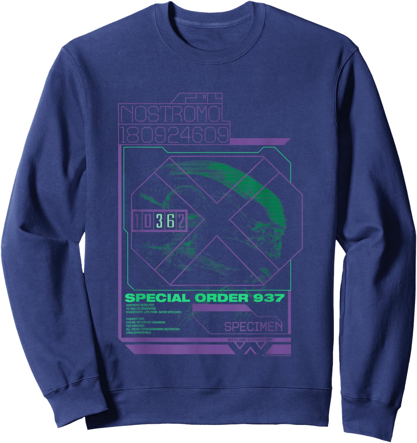 Aliens Iconic Special Order 937 Weyland-Yutani Corp Poster Sweatshirt - Sweatshirt | Navy