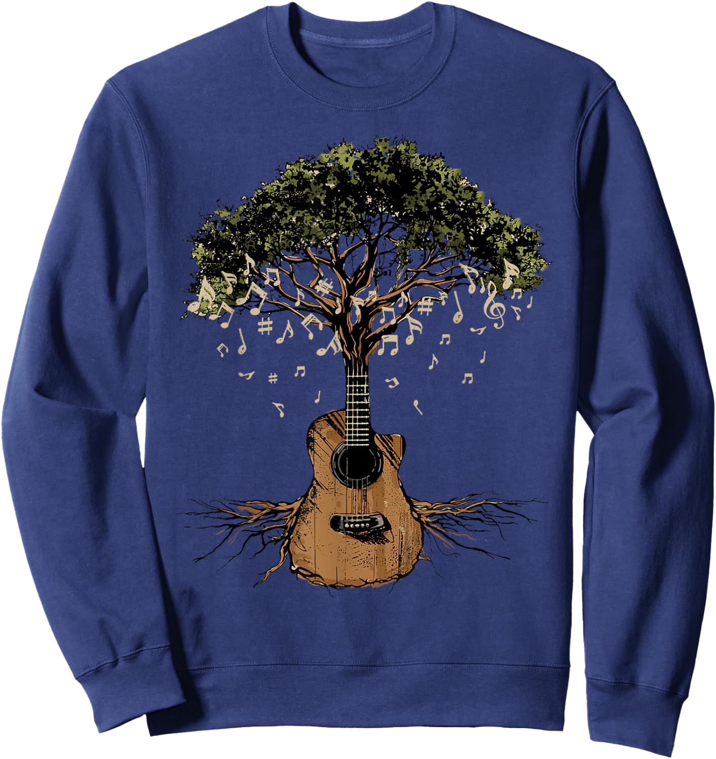 Acoustic Guitar Shirt Tree of Life Guitar Player Guitarist Sweatshirt - Sweatshirt | Navy