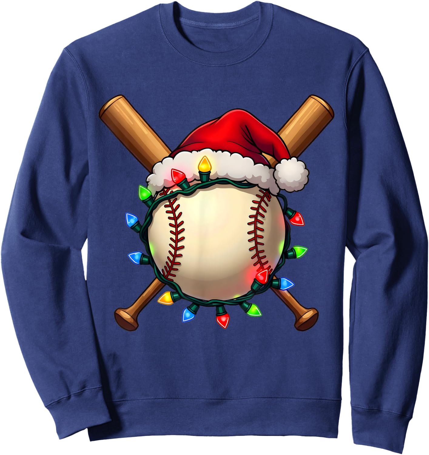 Santa Sports Boys Christmas Day Baseball Player Cool Sweatshirt - Sweatshirt | Navy
