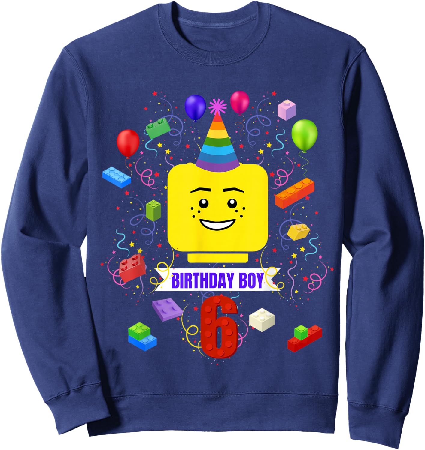 Building Bricks 6th Birthday Boy 6 Master Builder Blocks Sweatshirt - Sweatshirt | Navy