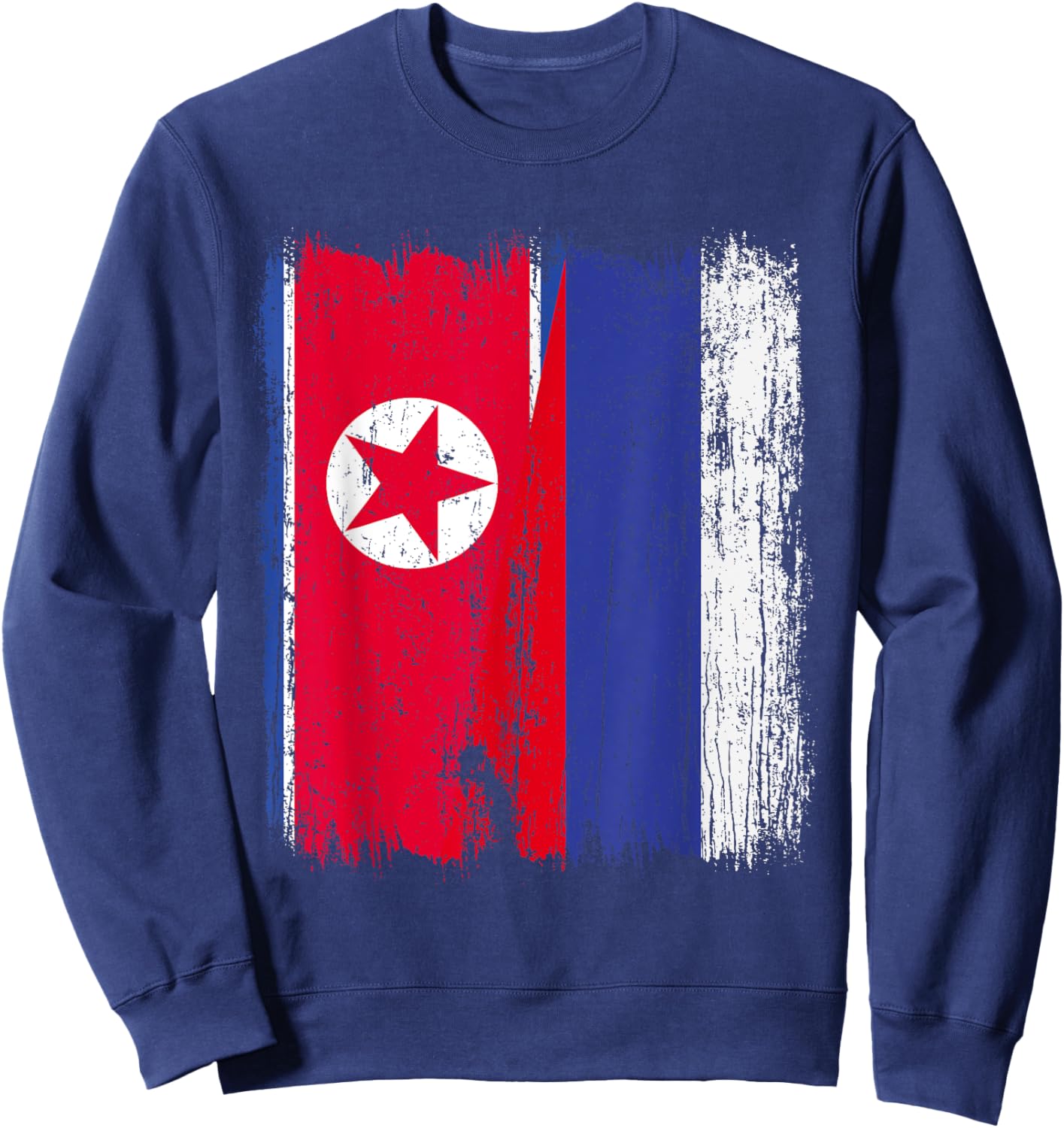 North Korea Russia Half Flag North Korean Russian Jersey Sweatshirt - Sweatshirt | Navy