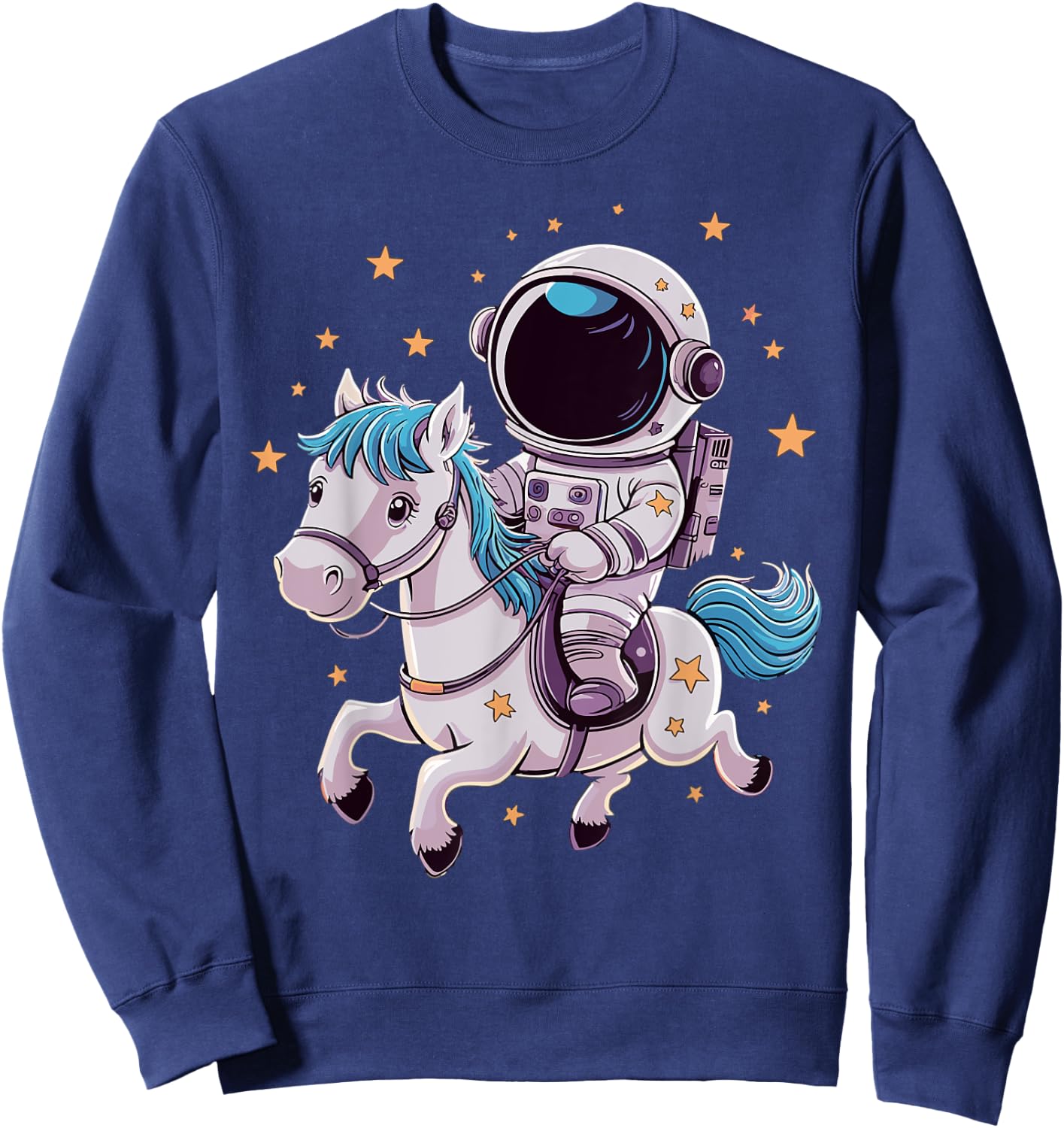Astronaut Cowboy Riding Horse in Space Sweatshirt - Sweatshirt | Navy