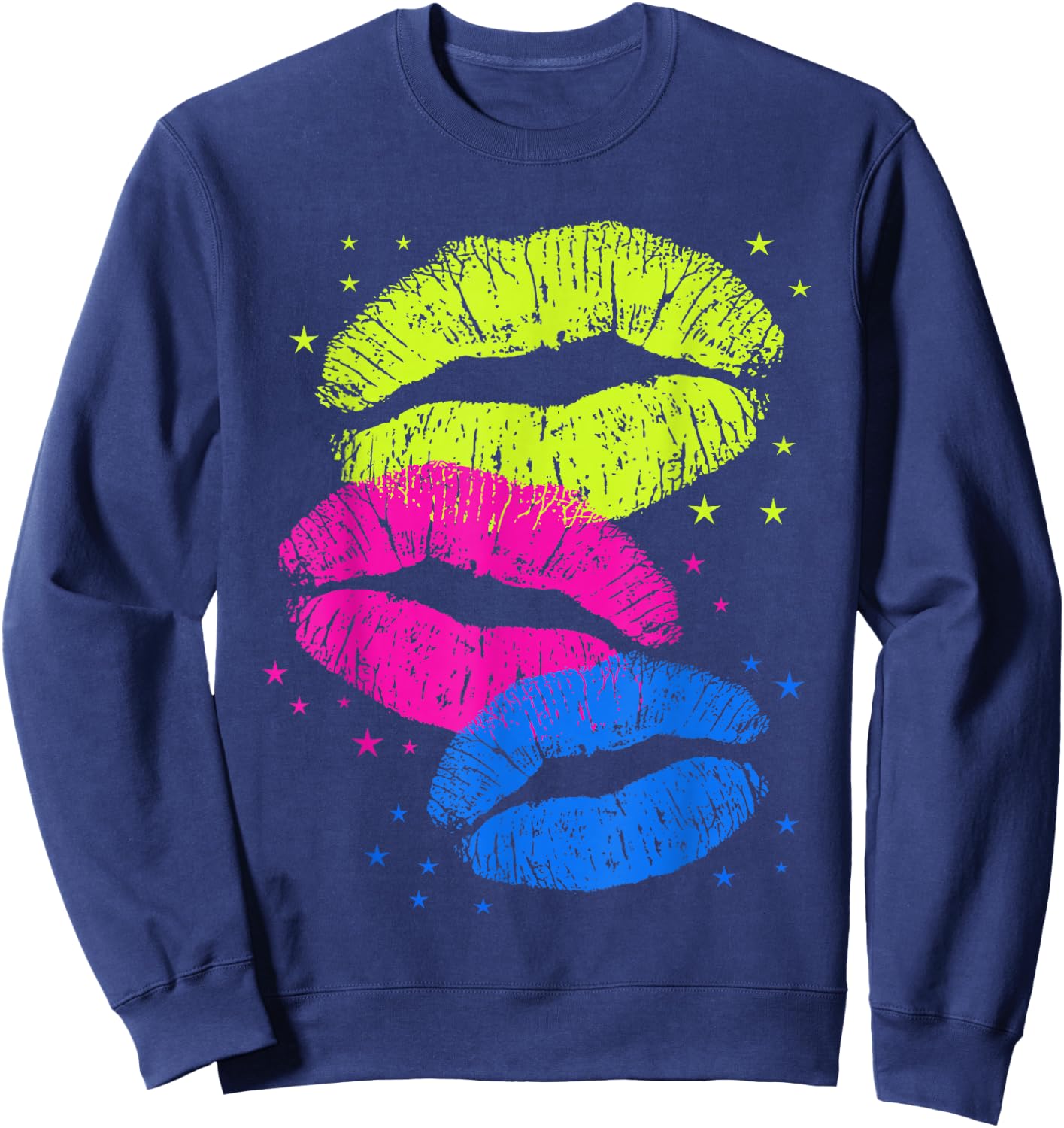 Lips Kisses Lipstick Sweatshirt - Sweatshirt | Navy
